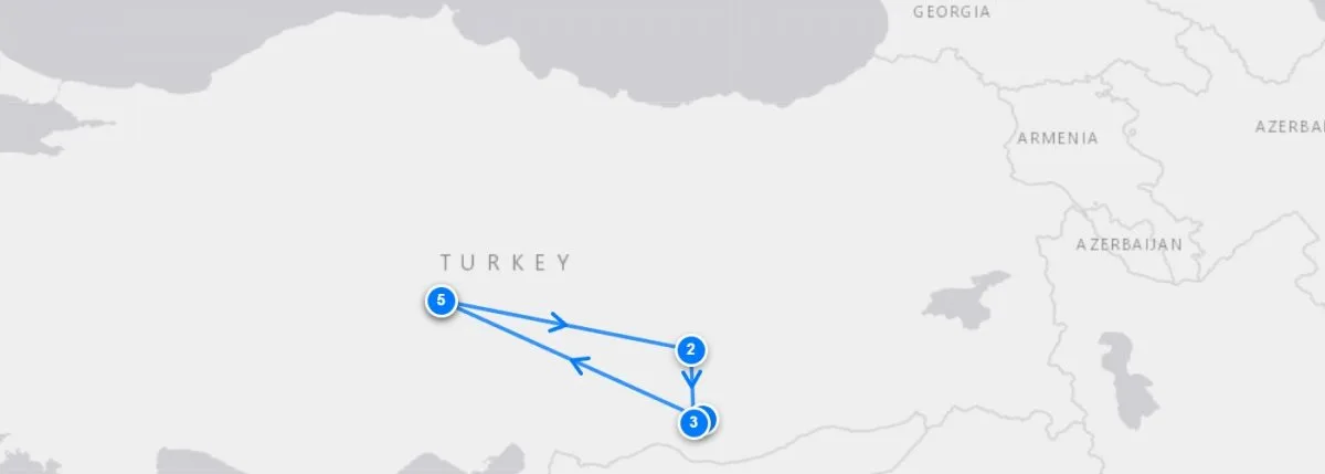 Cappadocia To Mt Nemrut, Harran & Gobekli Tepe Tour route map